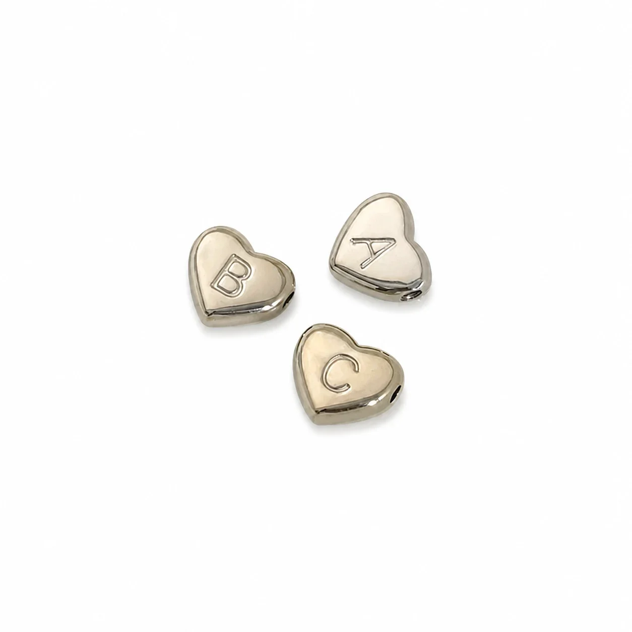 Polished Stainless Steel Heart Initial Pendant Necklace