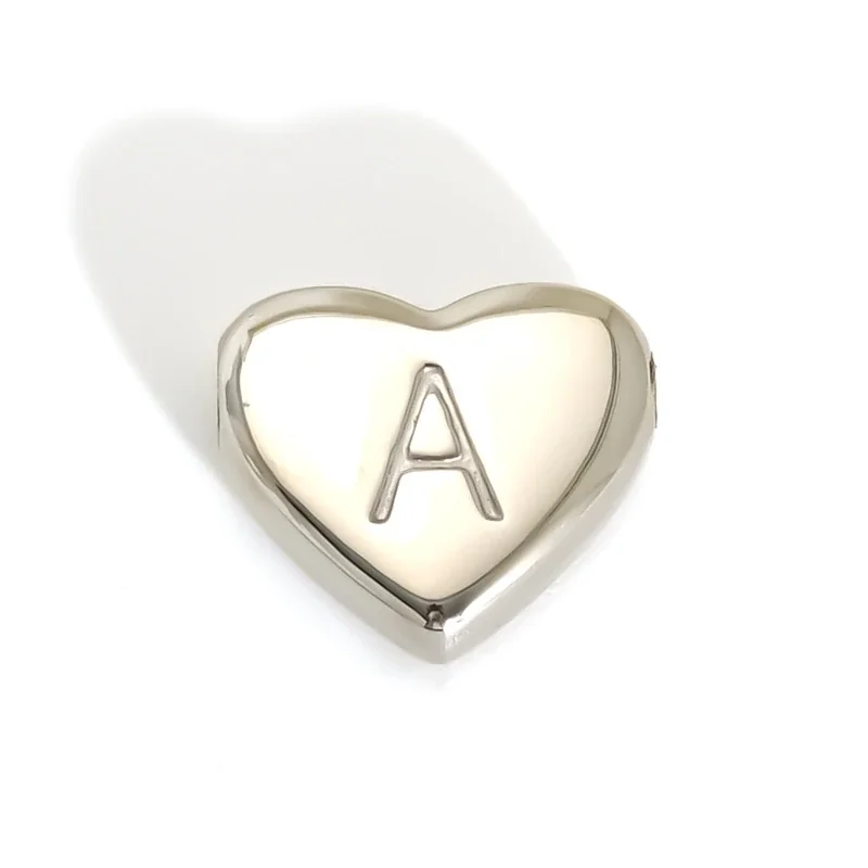 Polished Stainless Steel Heart Initial Pendant Necklace