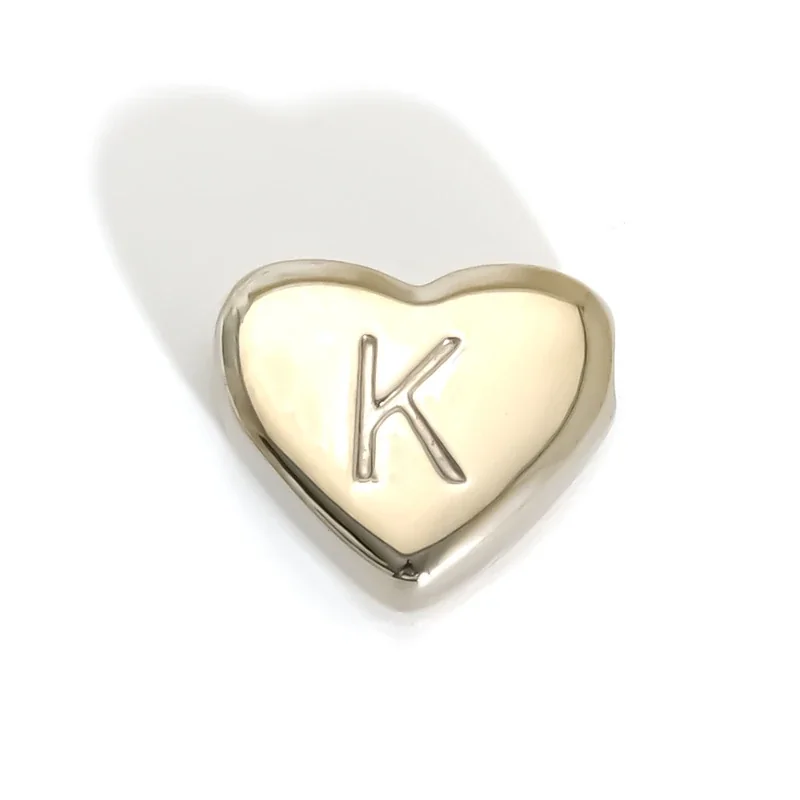 Polished Stainless Steel Heart Initial Pendant Necklace - K