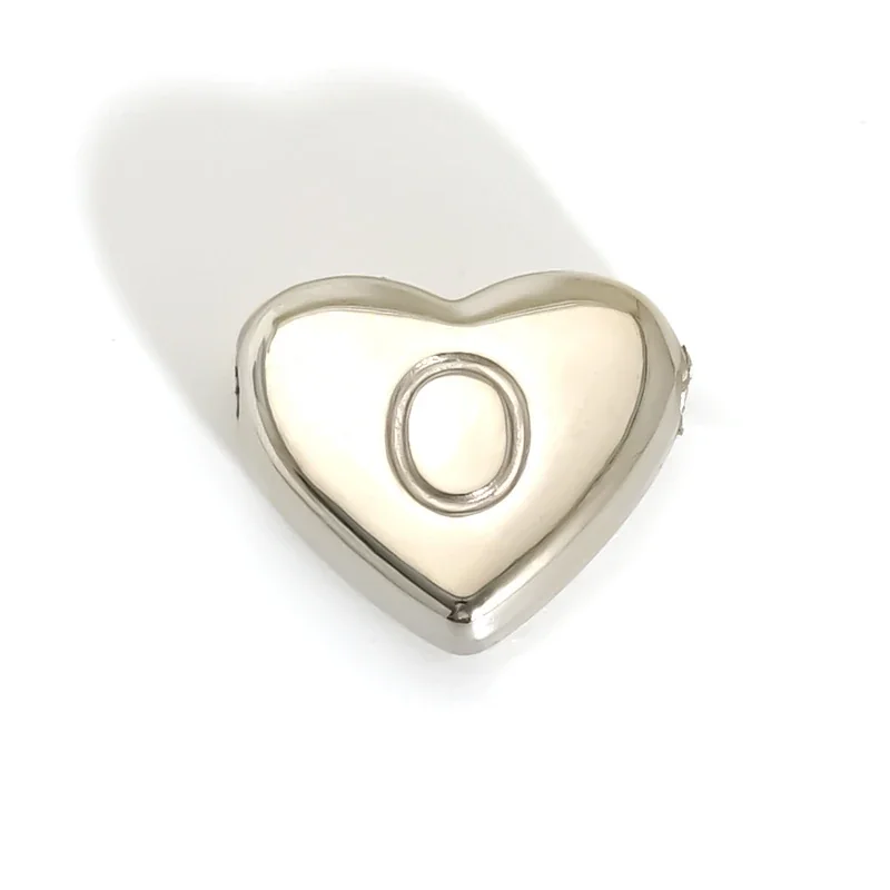 Polished Stainless Steel Heart Initial Pendant Necklace - O
