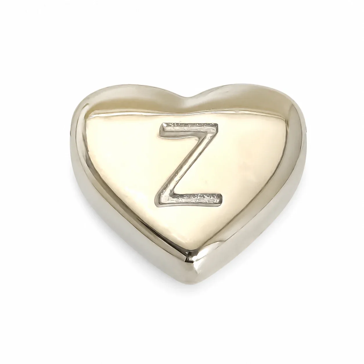 Polished Stainless Steel Heart Initial Pendant Necklace - Z
