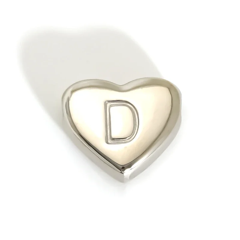 Polished Stainless Steel Heart Initial Pendant Necklace - D
