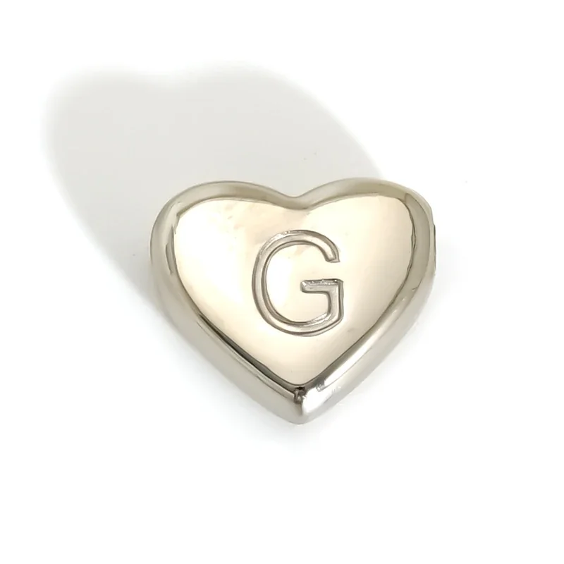 Polished Stainless Steel Heart Initial Pendant Necklace - G