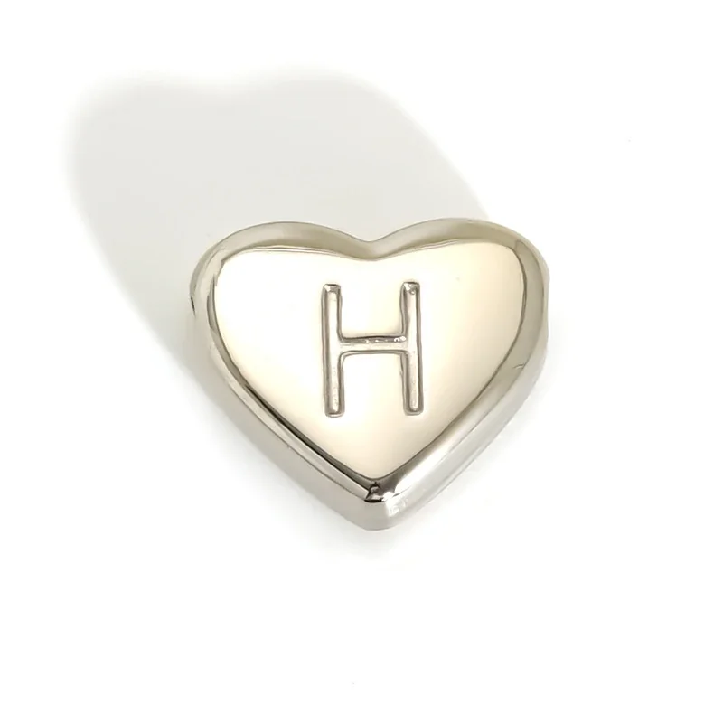 Polished Stainless Steel Heart Initial Pendant Necklace - H