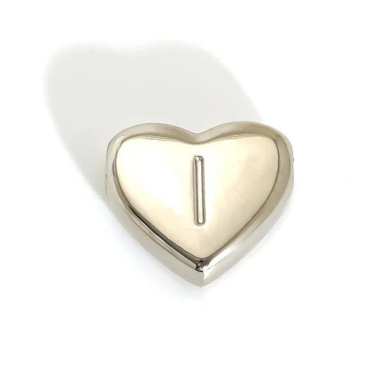 Polished Stainless Steel Heart Initial Pendant Necklace - I
