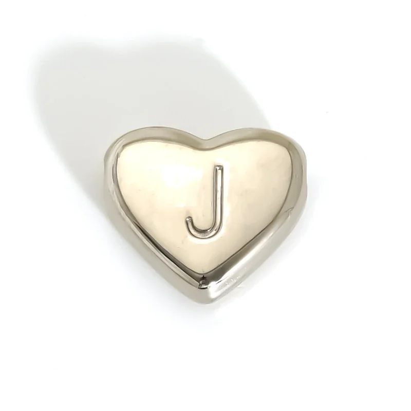 Polished Stainless Steel Heart Initial Pendant Necklace - J