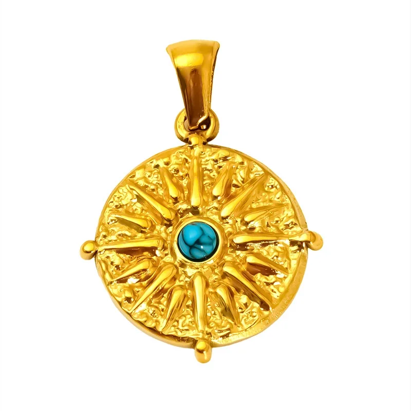 Radiant Gold-Plated Sunburst Pendant Necklace Charm