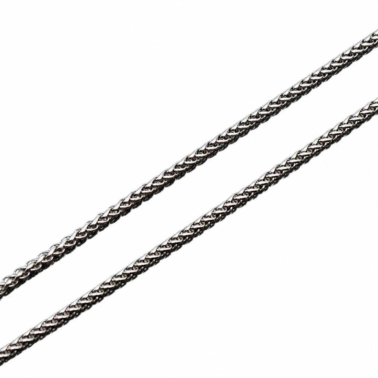 Lion Medallion 316 Stainless Steel Pavé Octagon Pendant - Silver Basket Chain, 30 mm x 60 cm