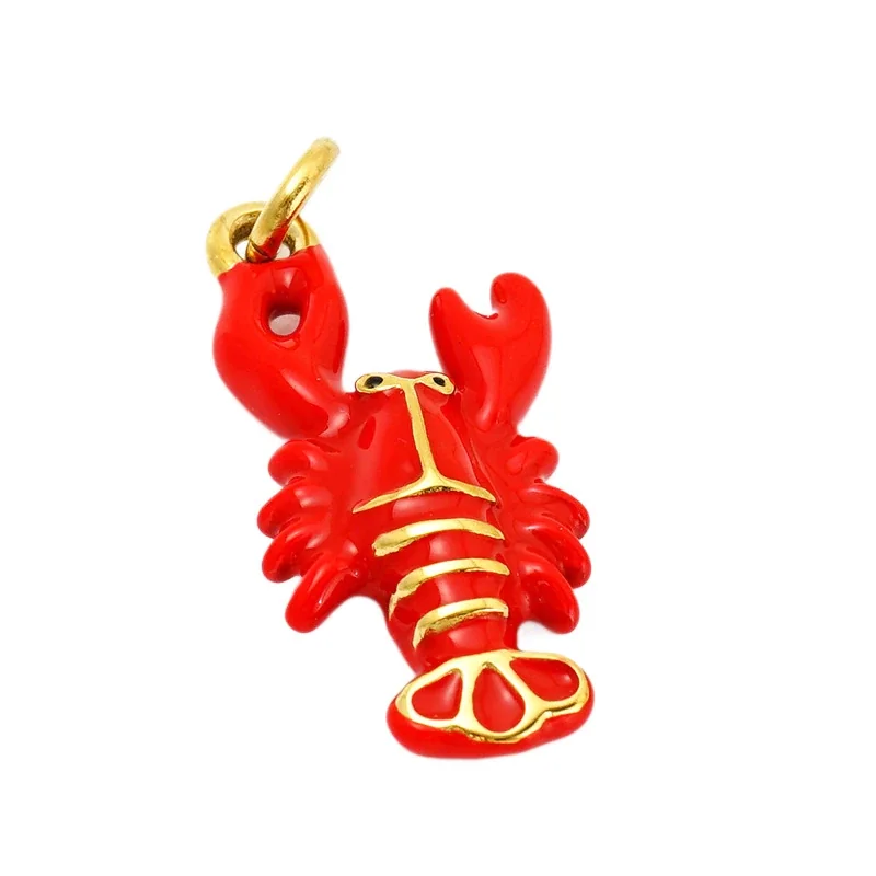 Red Lobster 316 Stainless Steel Gold PVD Charm Pendant