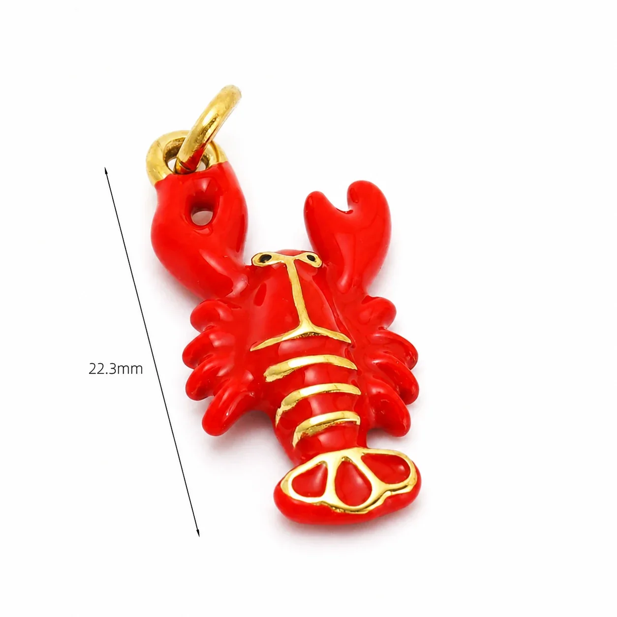 Red Lobster 316 Stainless Steel Gold PVD Charm Pendant - Gold / Red