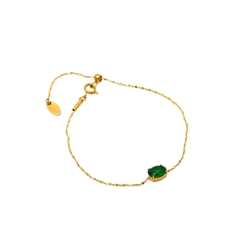 Refined Gold-Plated 316 Stainless Steel Oval CZ Chain Bracelet