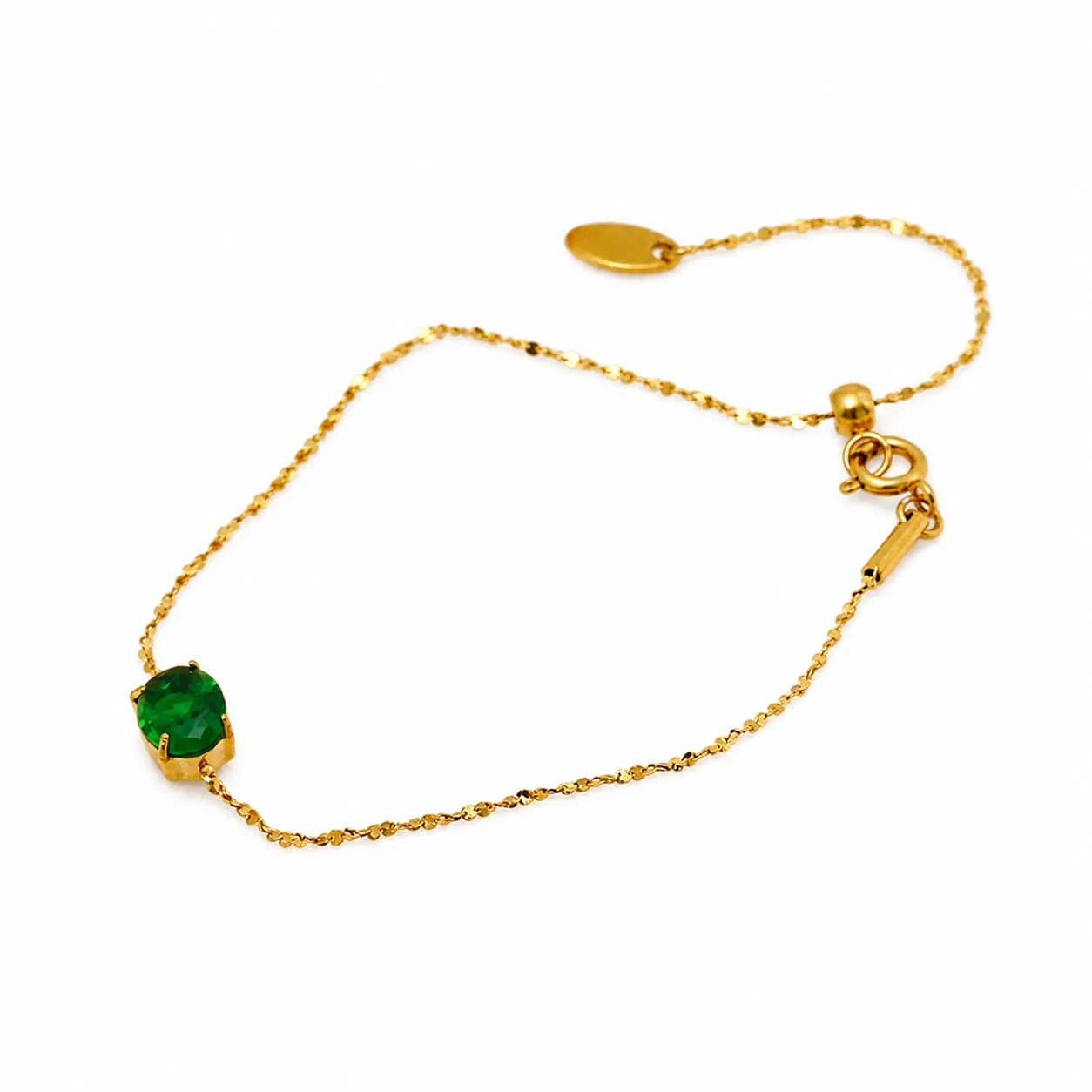 Refined Gold-Plated 316 Stainless Steel Oval CZ Chain Bracelet