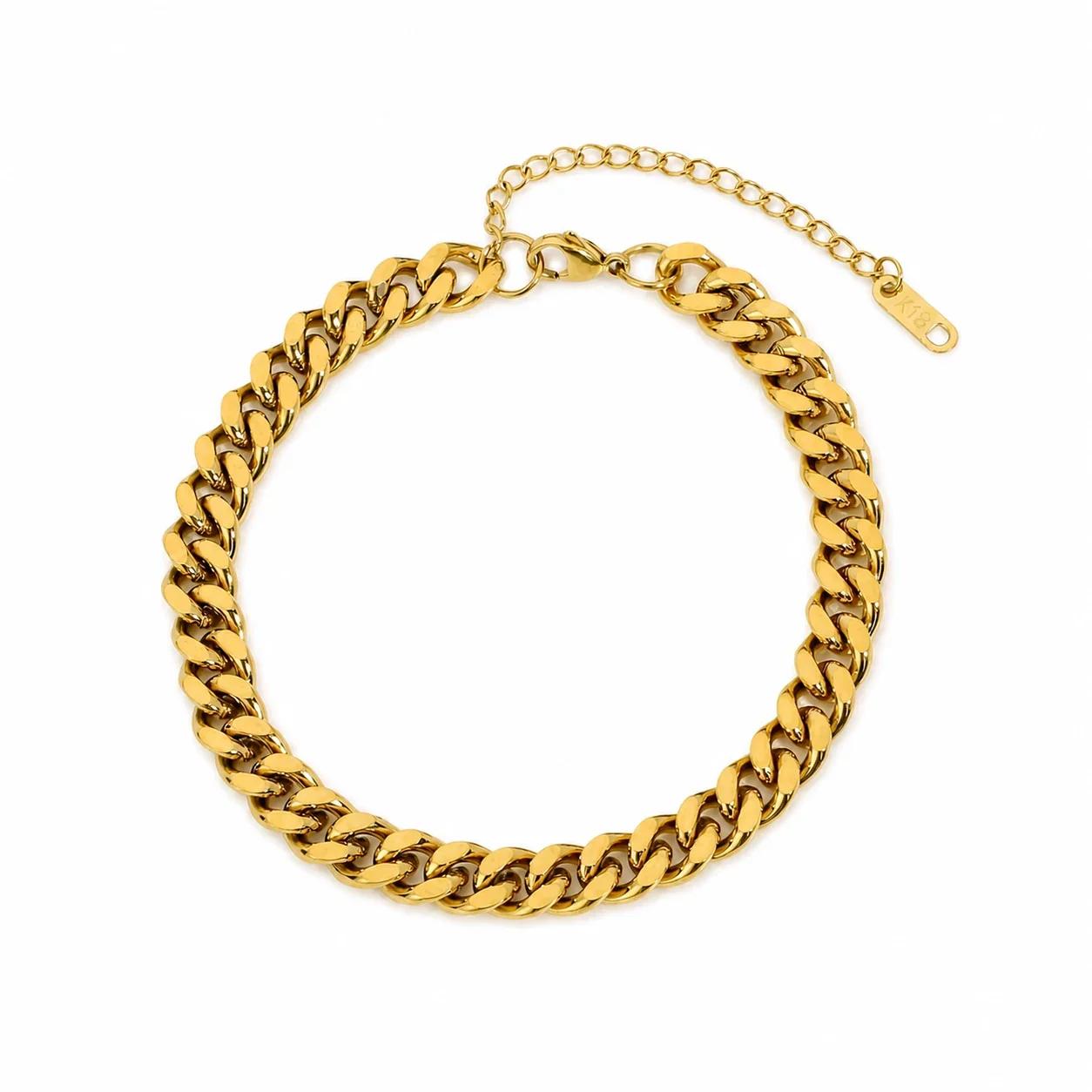 Bold Gold-Tone 316 Stainless Steel Cuban Link Anklet