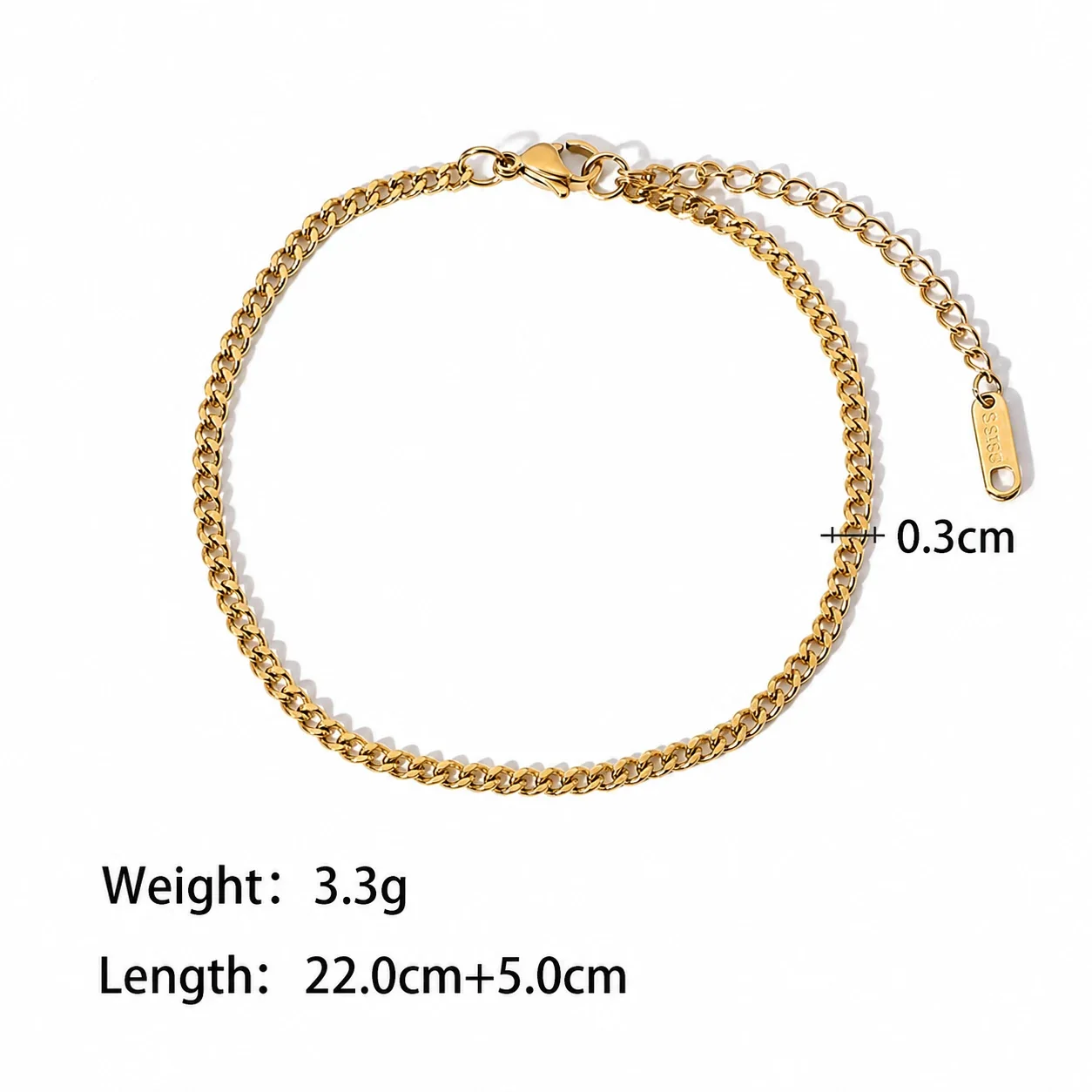 Bold Gold-Tone 316 Stainless Steel Cuban Link Anklet - Gold