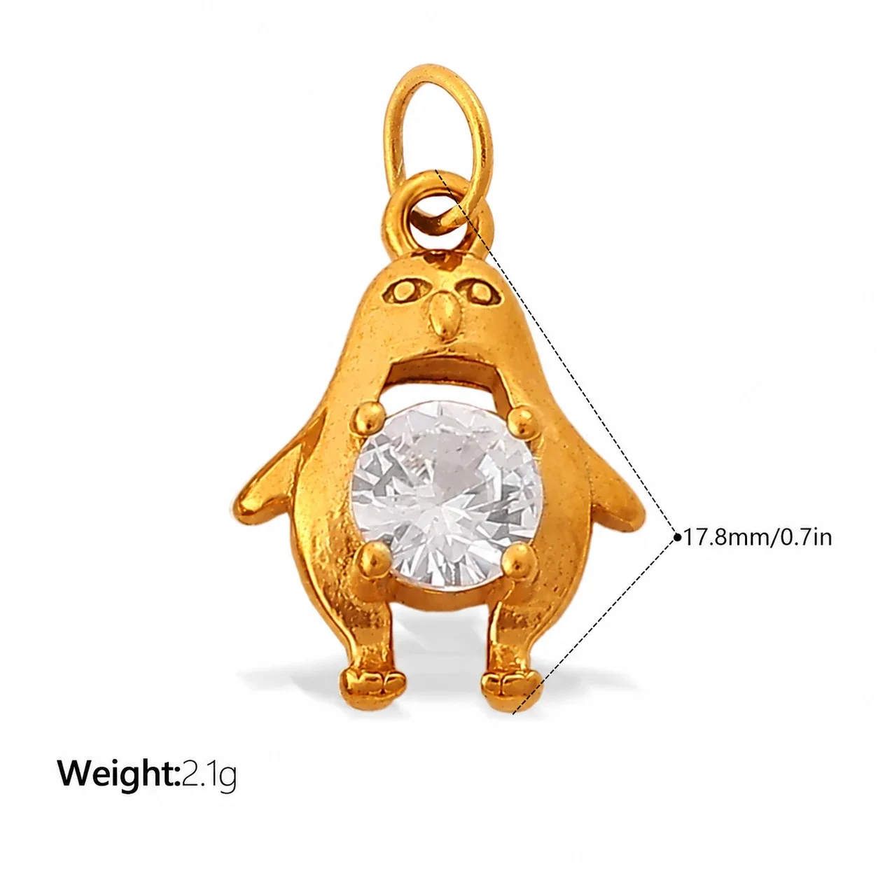 Fish Pendant Charms: Clear Crystals, 18K Gold-Plated Stainless Steel - Gold