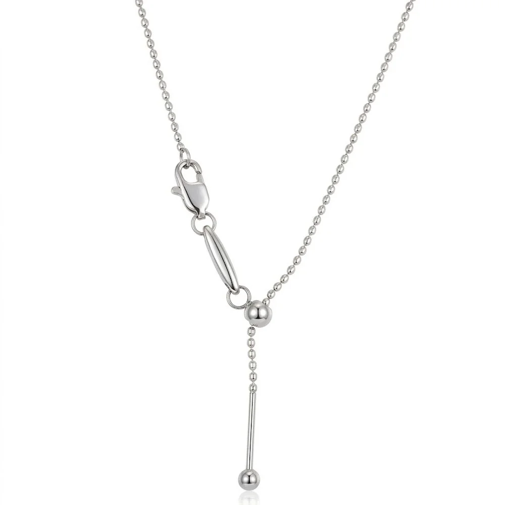 Y-Drop Bead Slider Necklace, 316 Stainless Steel Gold PVD - Silver Sparkle Bead