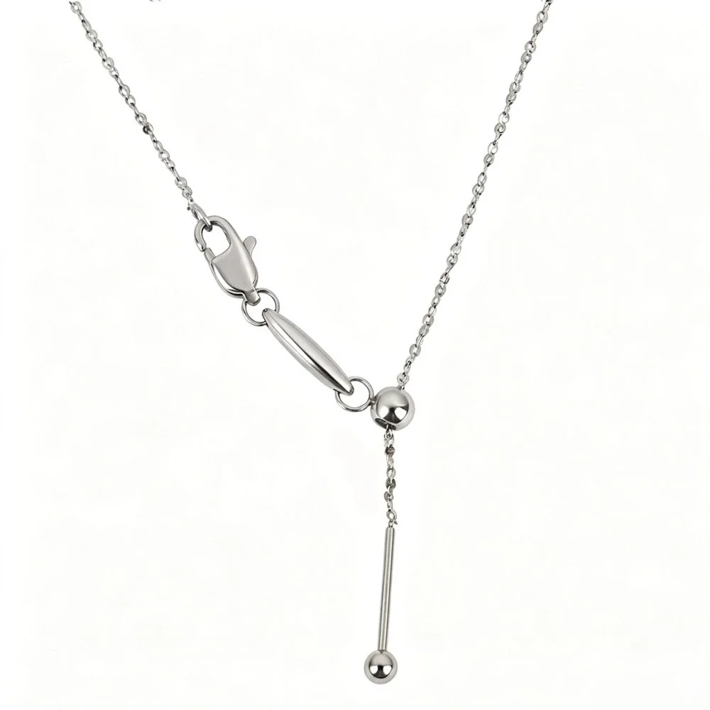 Y-Drop Bead Slider Necklace, 316 Stainless Steel Gold PVD - Silver Stardust
