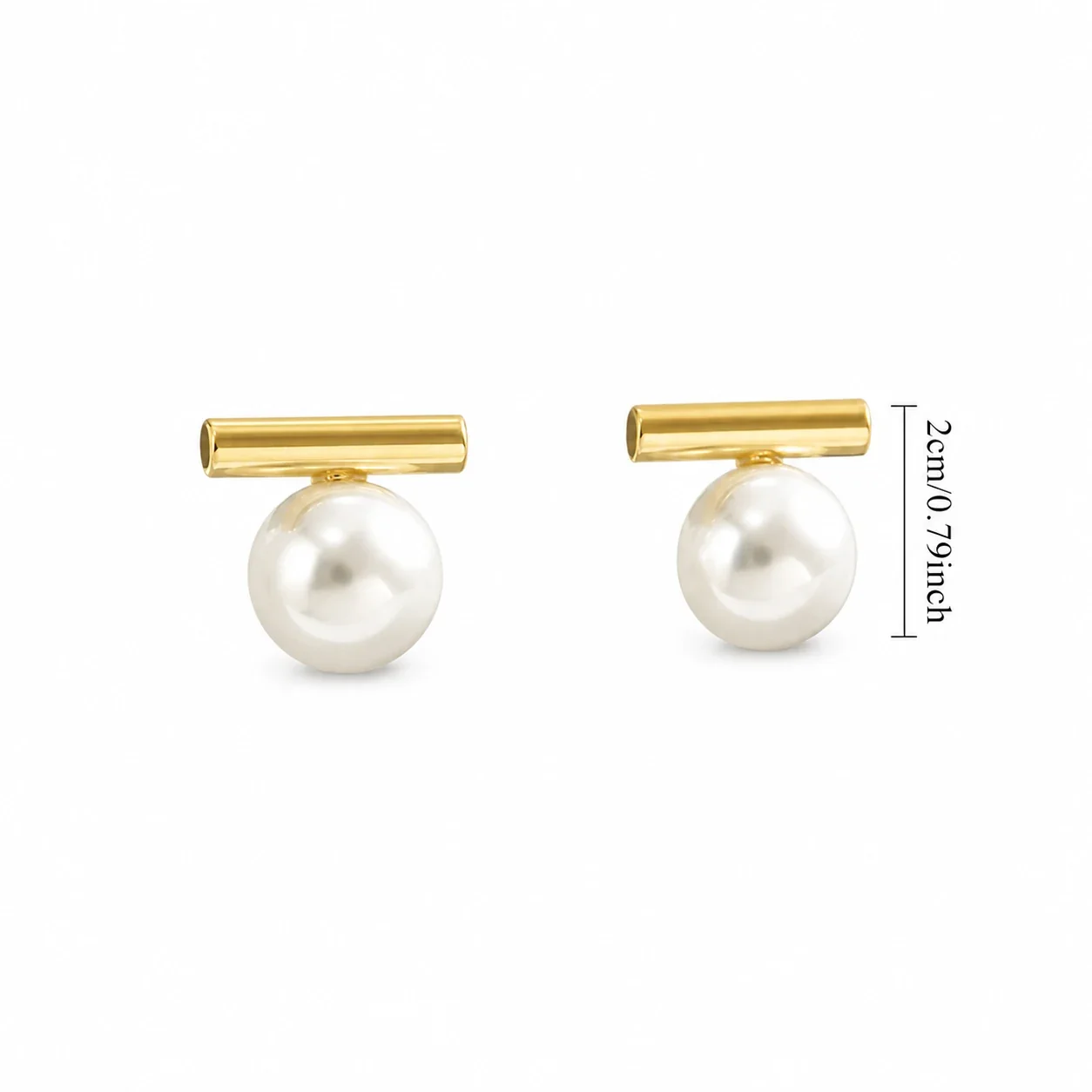 Polished Bar 316 Stainless Steel Pearl-Effect Stud Earrings