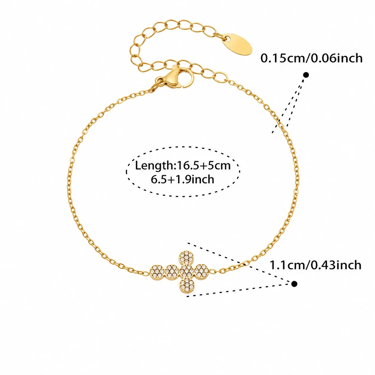 Dainty Gold-Plated 316L Pavé Cross Chain Jewelry Set - Gold Cross CZ