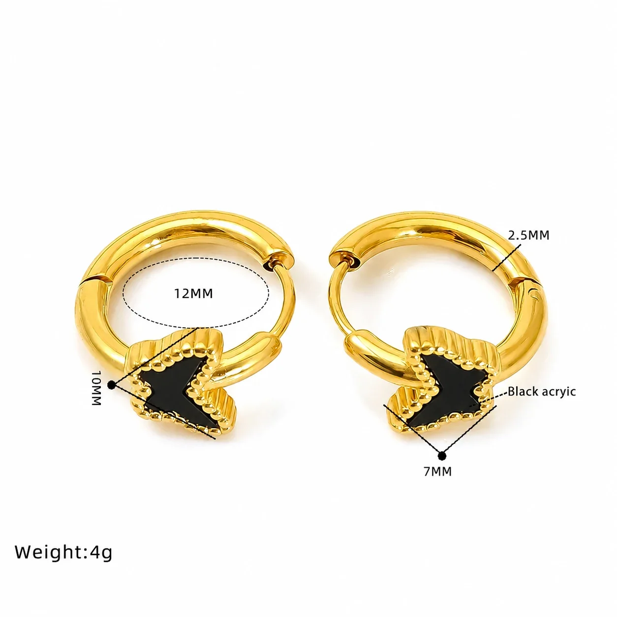 Gold-Tone Black Clover Butterfly Huggie Hoop Earrings - Gold Butterfly