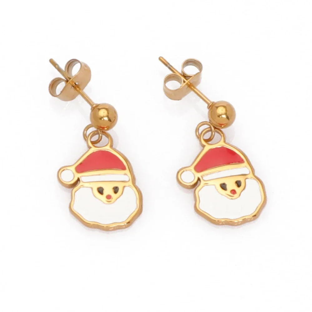 Festive Gold-Plated Enamel Motif Drop Earrings