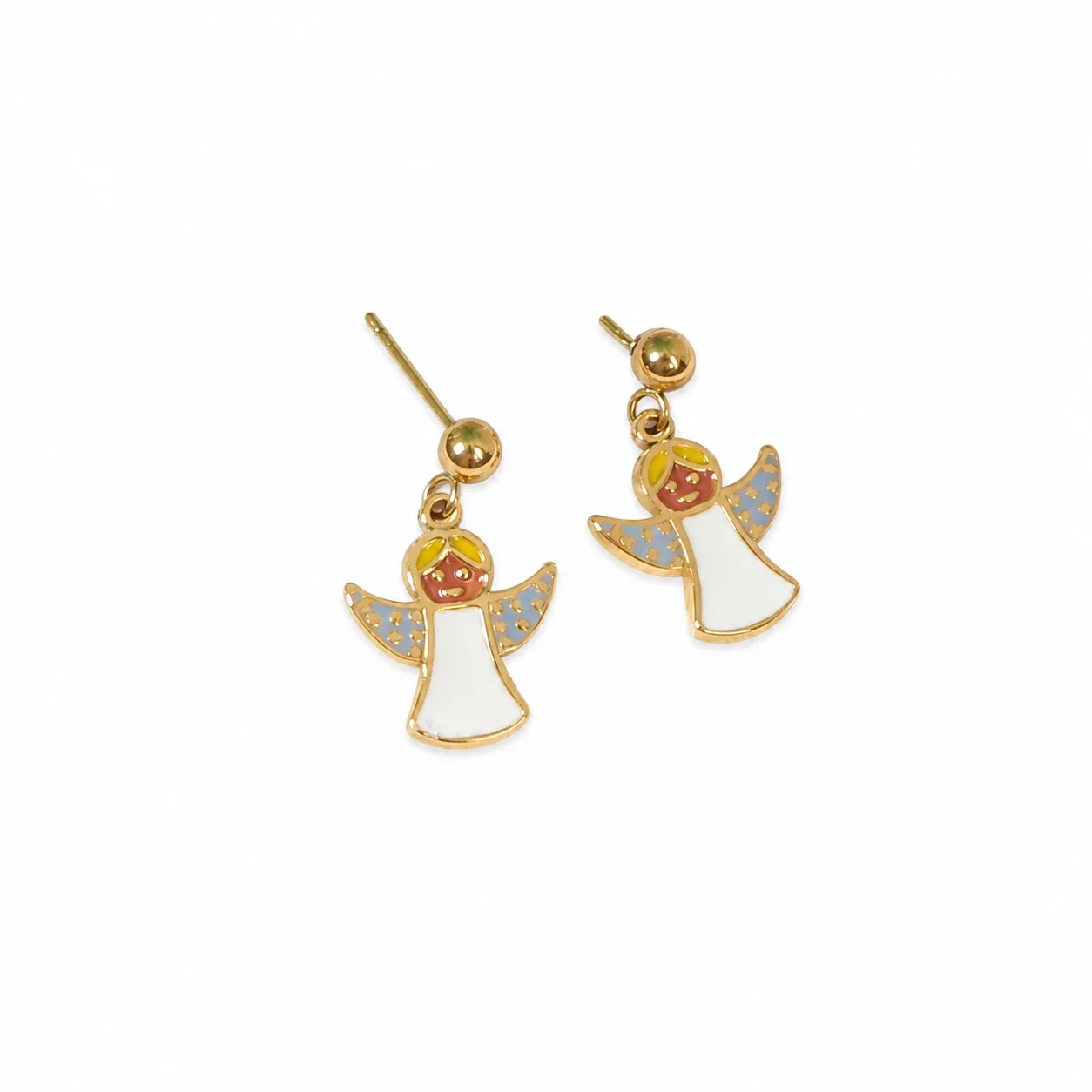 Festive Gold-Plated Enamel Motif Drop Earrings