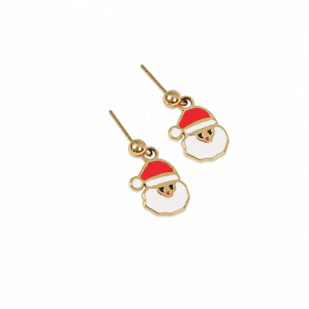 Festive Gold-Plated Enamel Motif Drop Earrings