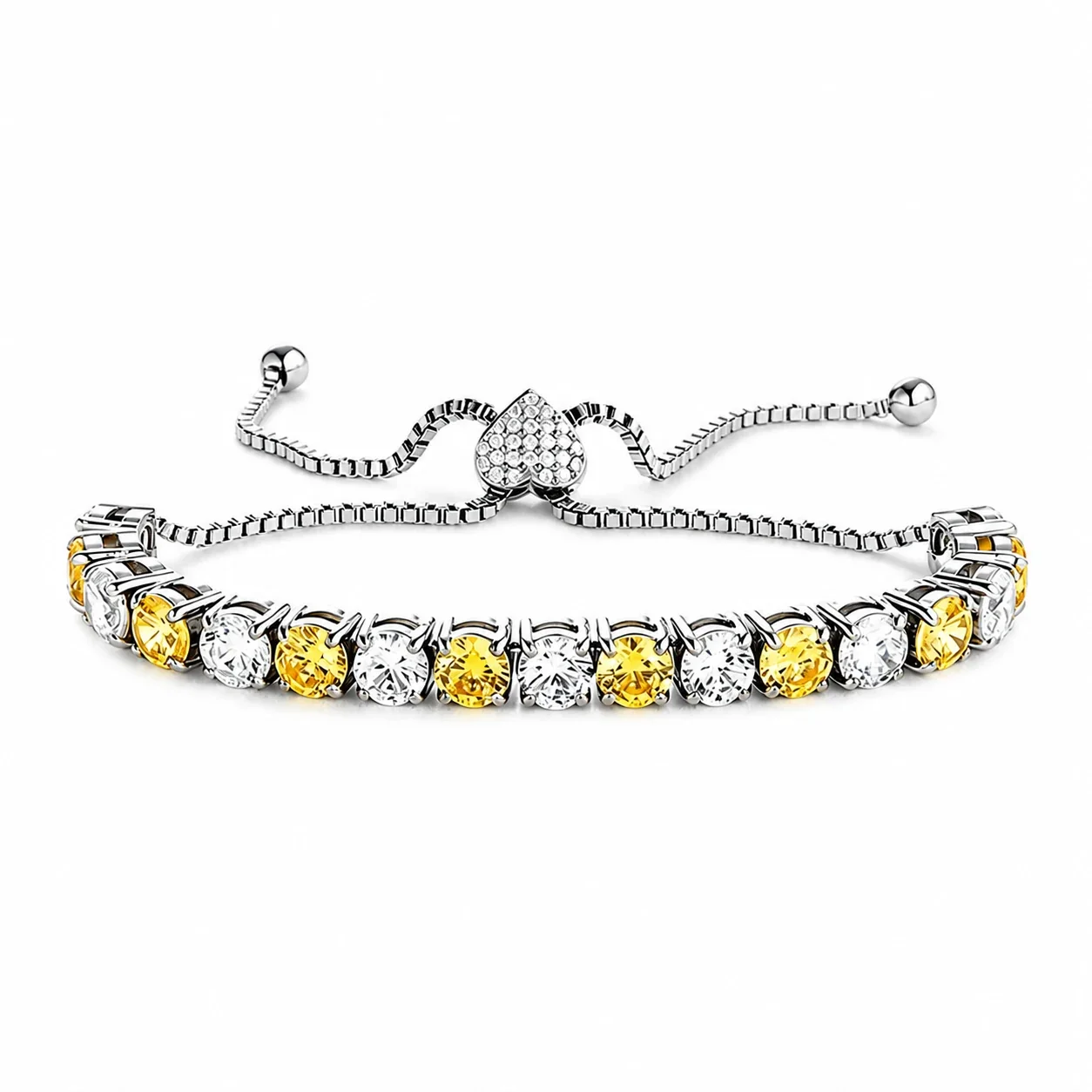 Polished 316 Steel Green CZ Tennis Bracelet
