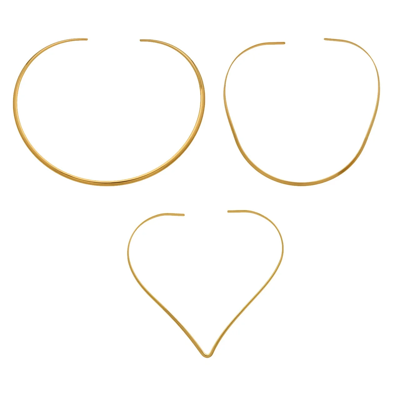 Sculptural 18K Gold-Plated Steel Open-Front Wire Choker