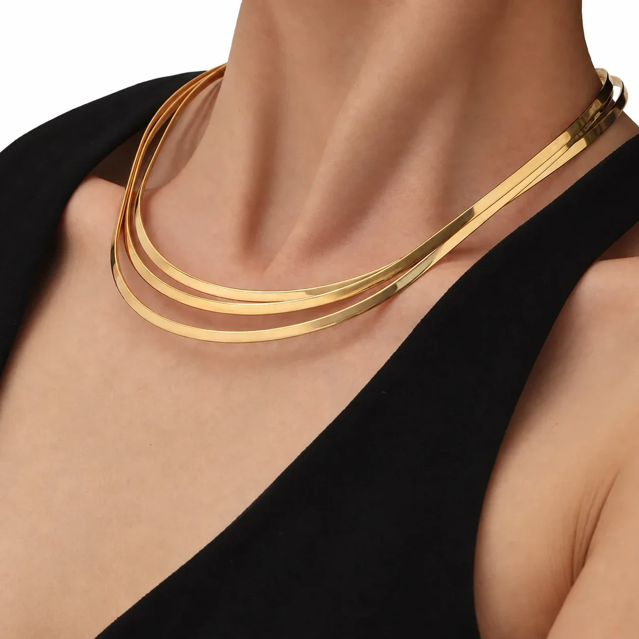 Sculptural 18K Gold-Plated Steel Open-Front Wire Choker