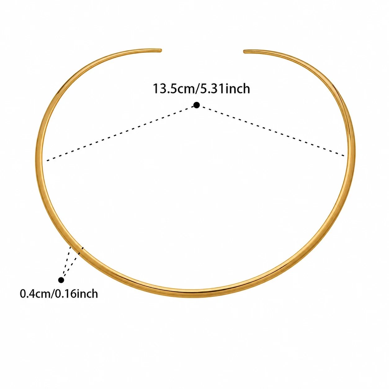 Sculptural 18K Gold-Plated Steel Open-Front Wire Choker - Silver Round