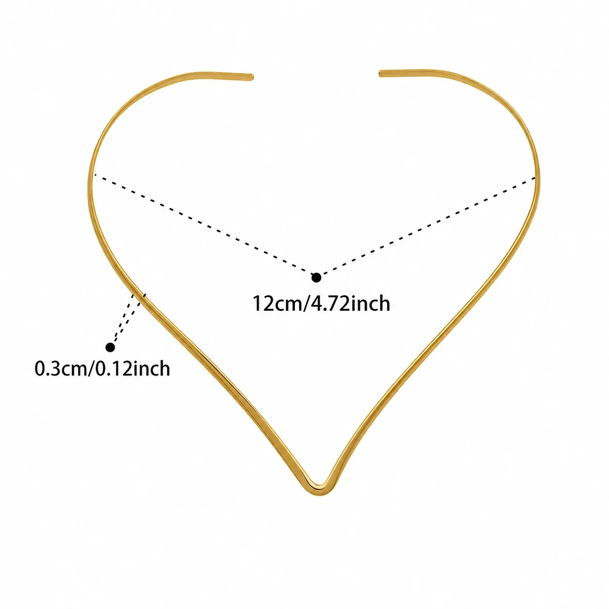 Sculptural 18K Gold-Plated Steel Open-Front Wire Choker - Gold Heart