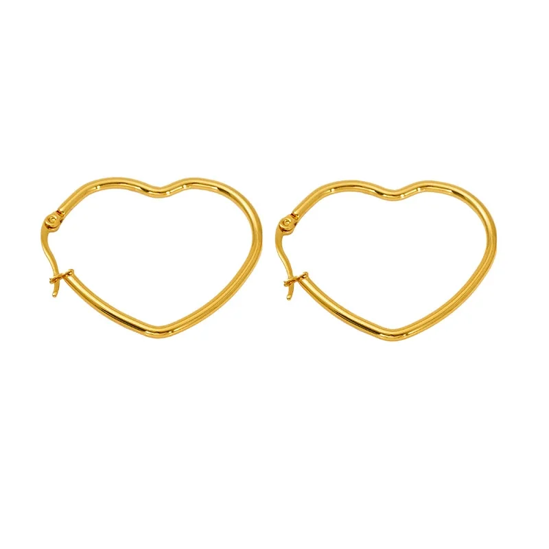 Playful 18K Gold-Plated Heart Wire Hoop Earrings