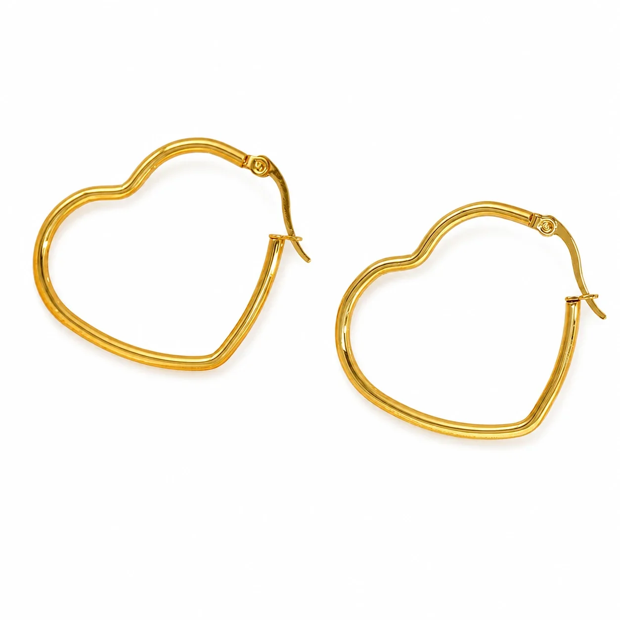 Playful 18K Gold-Plated Heart Wire Hoop Earrings