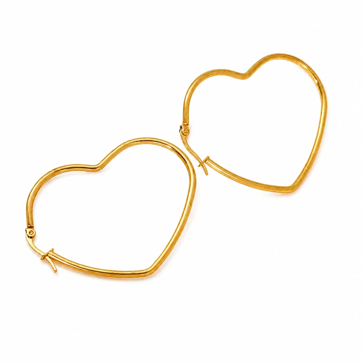 Playful 18K Gold-Plated Heart Wire Hoop Earrings