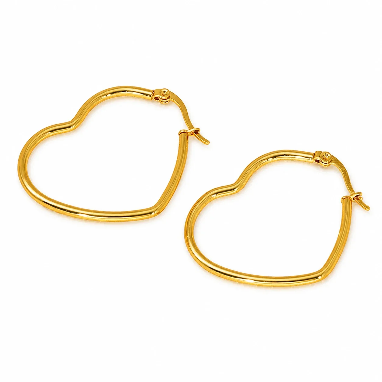 Playful 18K Gold-Plated Heart Wire Hoop Earrings