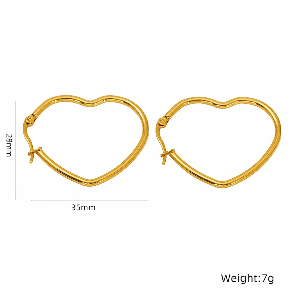 Playful 18K Gold-Plated Heart Wire Hoop Earrings - Gold