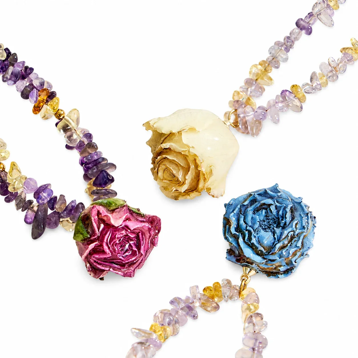 Pressed Rose 18K Gold-Plated 316L Bead Choker Necklace