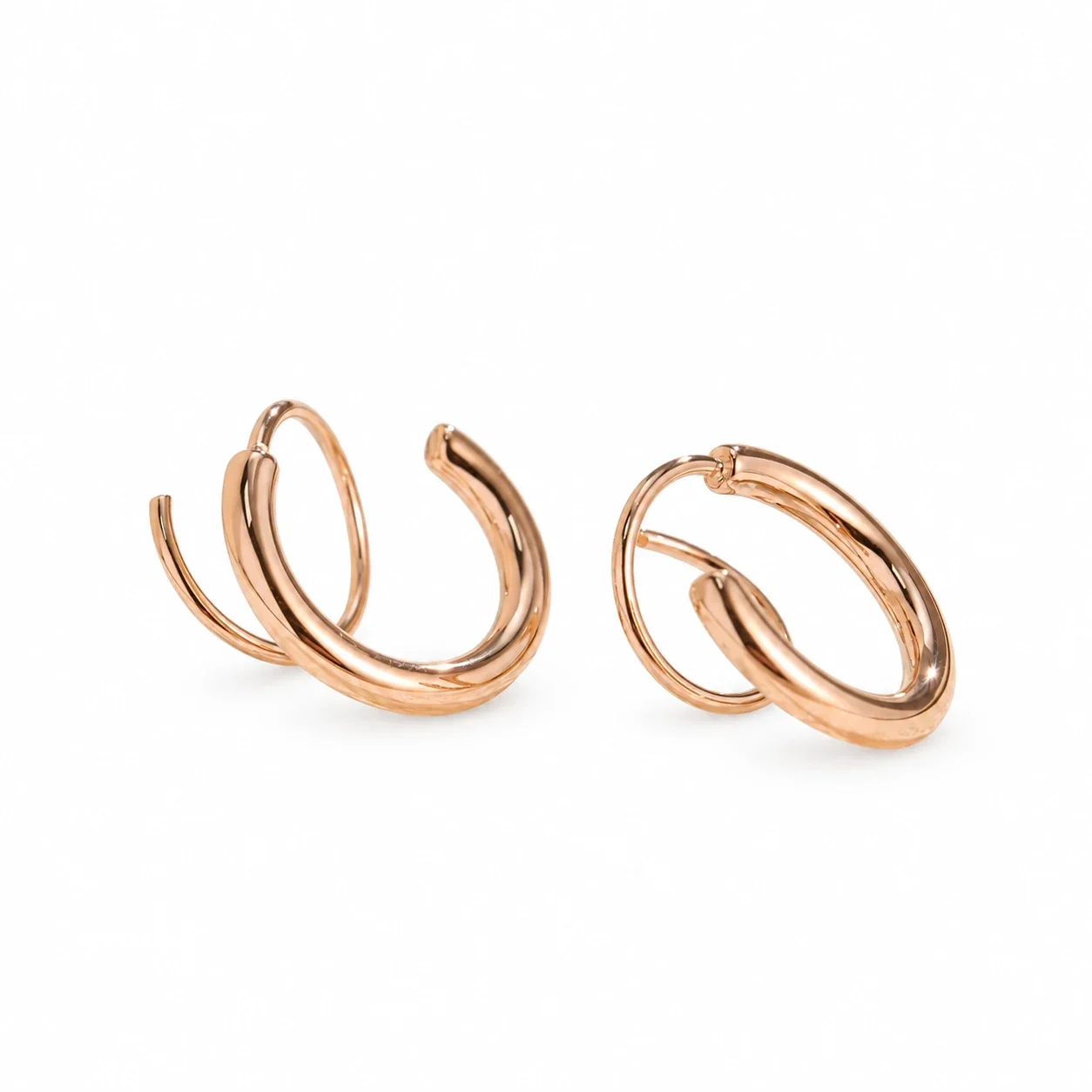 Double Hoop Stud Earrings, 12 mm Tubular Stainless Steel