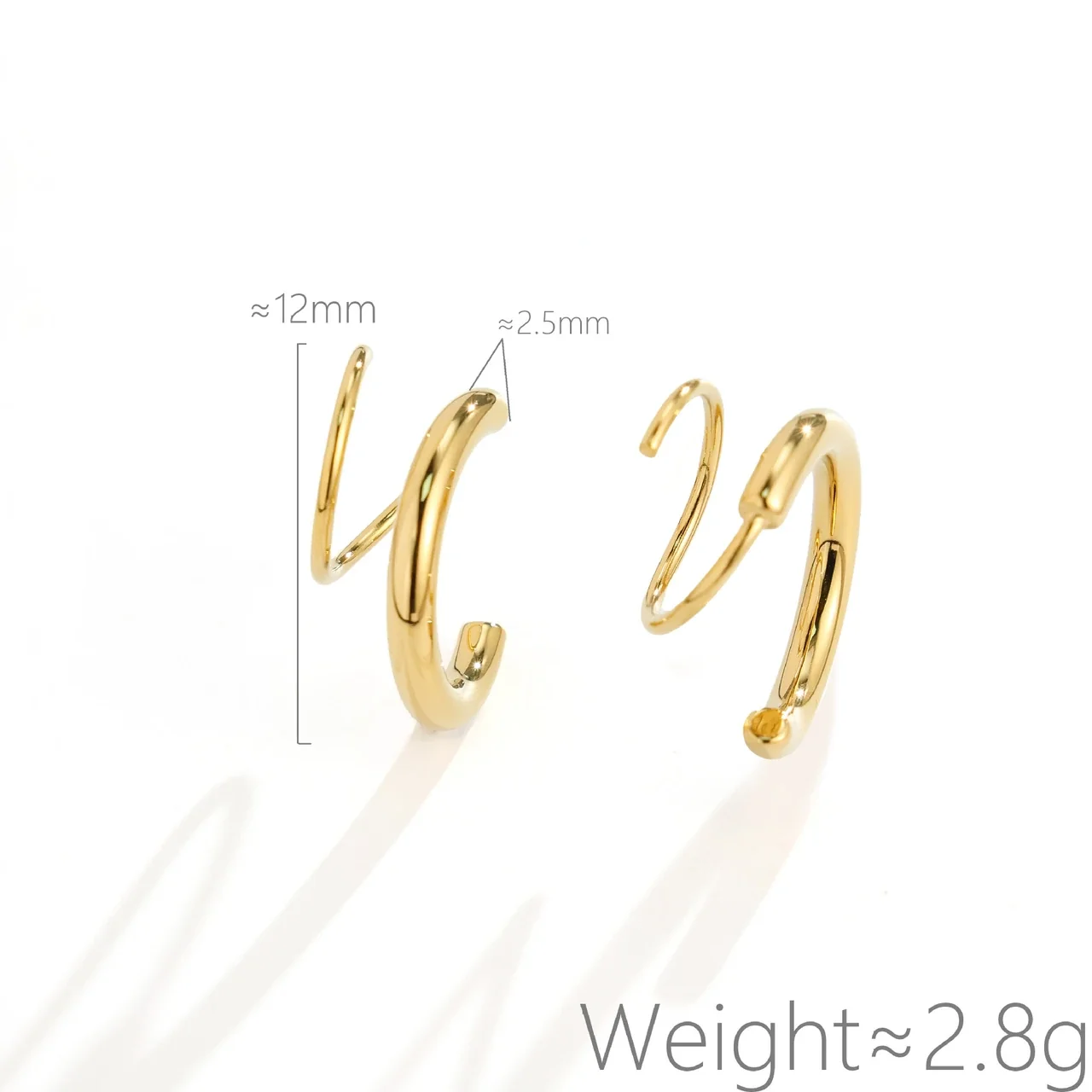 Double Hoop Stud Earrings, 12 mm Tubular Stainless Steel