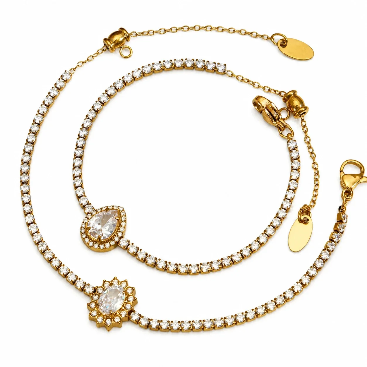 Radiant Gold PVD 316L Stainless Steel Crystal Tennis Jewelry Set