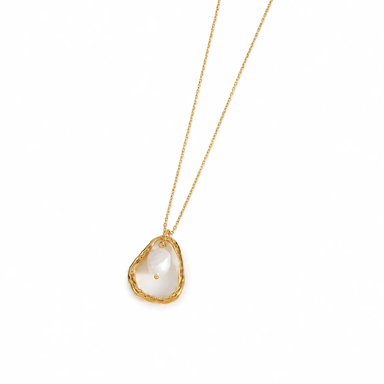 Organic 316 Stainless Steel Pearl Pendant Necklace