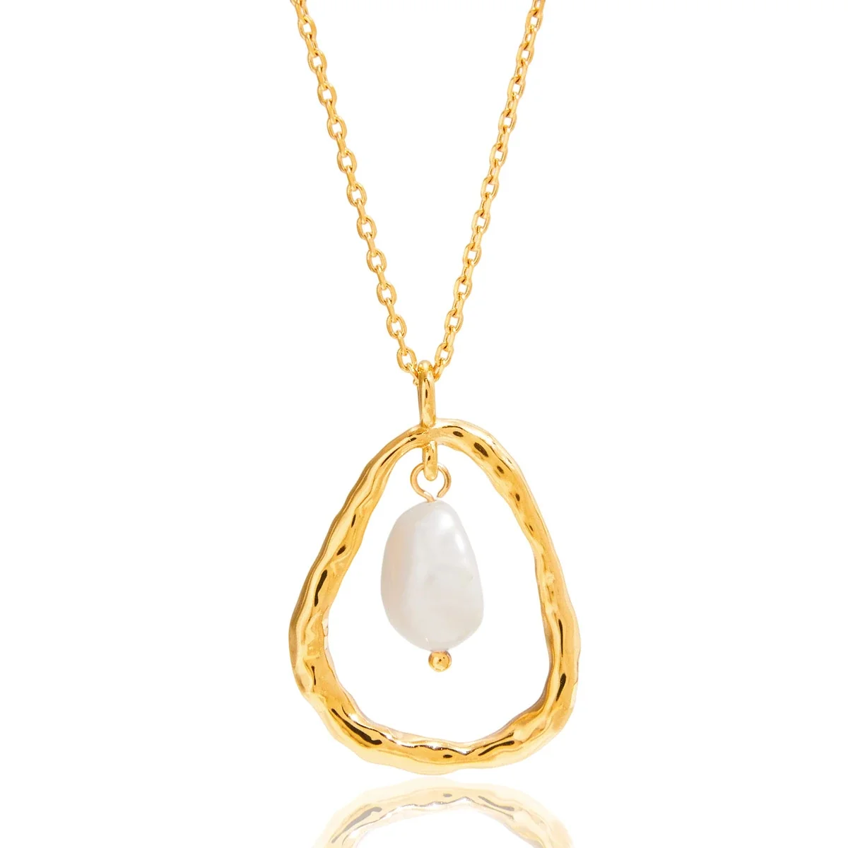 Organic 316 Stainless Steel Pearl Pendant Necklace