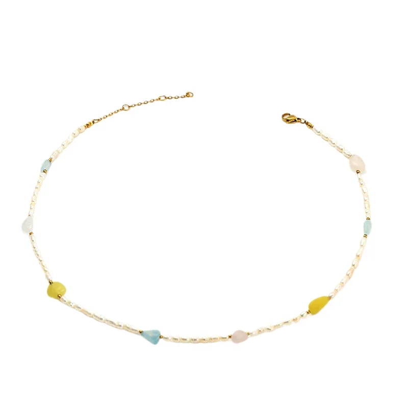 Delicate 316 Stainless Pearl & Pebble Necklace