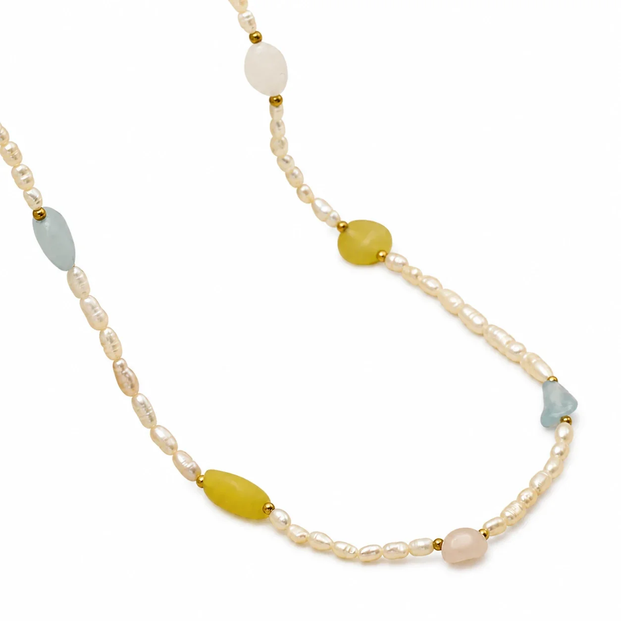 Delicate 316 Stainless Pearl & Pebble Necklace
