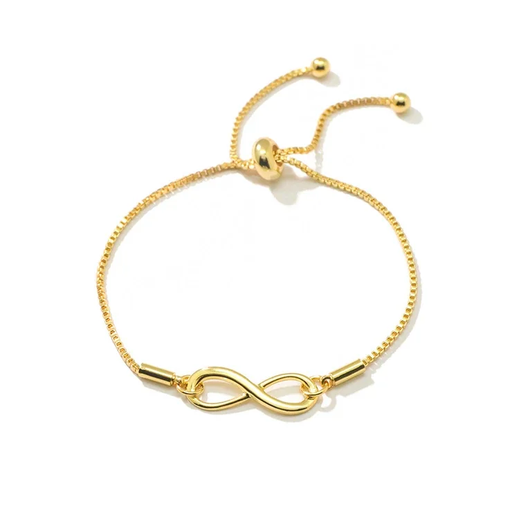 Polished Gold-Plated Stainless Steel Infinity Chain Bracelet