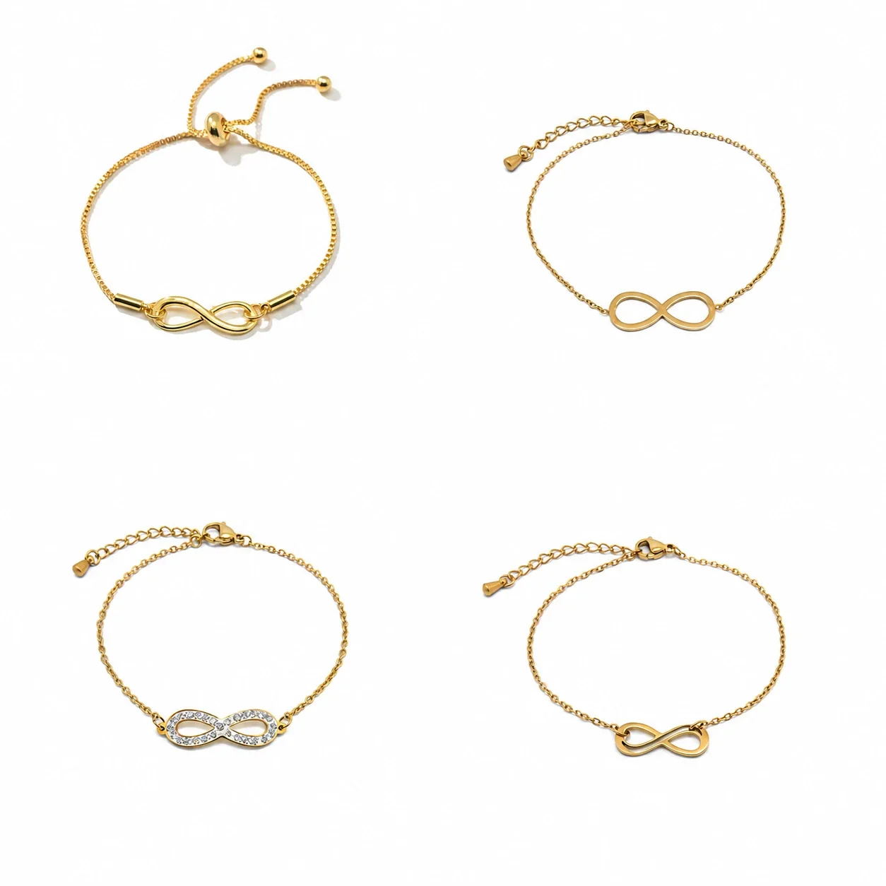 Polished Gold-Plated Stainless Steel Infinity Chain Bracelet