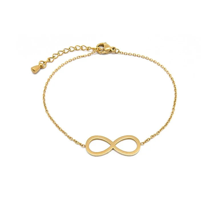 Polished Gold-Plated Stainless Steel Infinity Chain Bracelet
