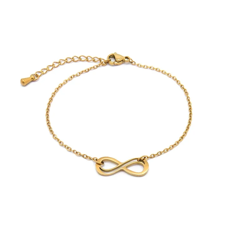 Polished Gold-Plated Stainless Steel Infinity Chain Bracelet
