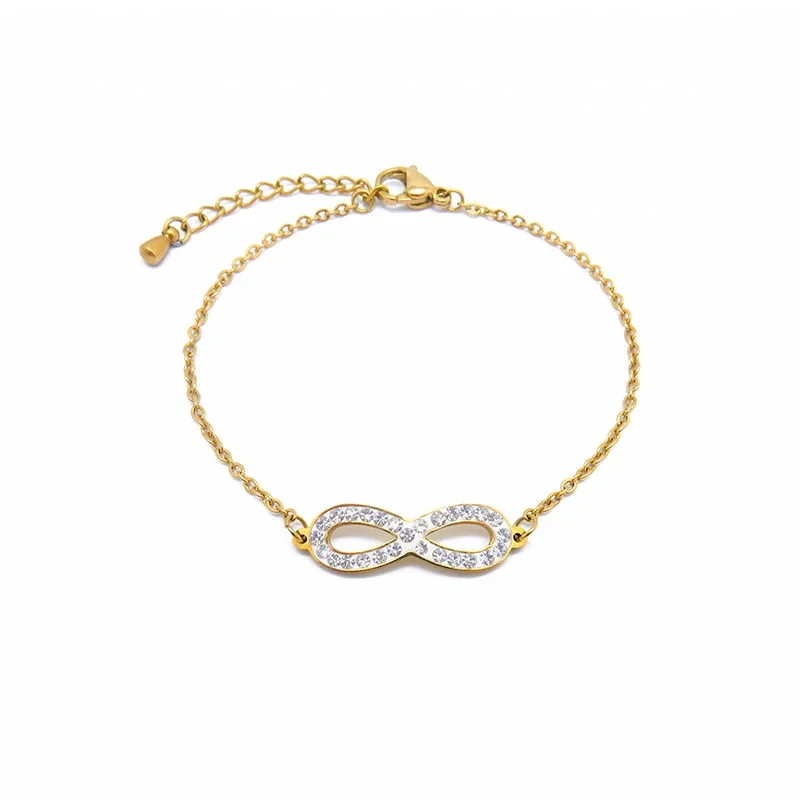 Polished Gold-Plated Stainless Steel Infinity Chain Bracelet